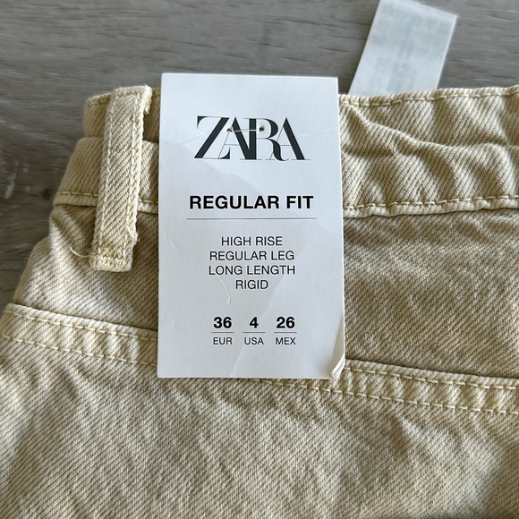 Zara Z1975 High Rise Straight Jeans Sand 4 NWT - Picture 10 of 11